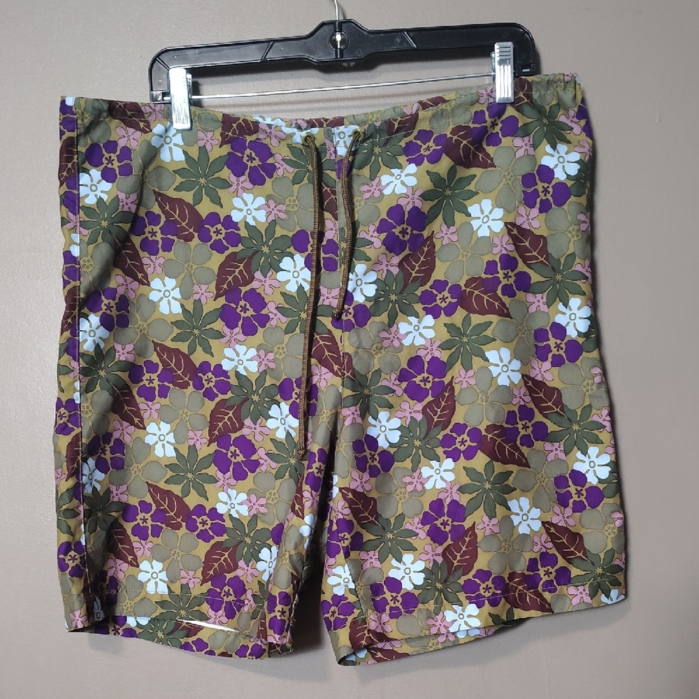 J Crew Flowered Swim Shorts W Front Tie Size M